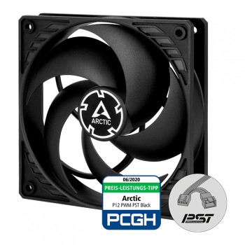 Ventoinha 120mm Arctic P12 PWM PST 1800RPM 4 Pinos PWM Preta (Single Fan)