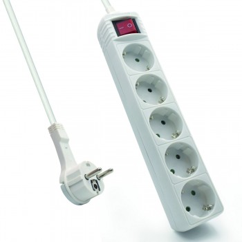 Régua Ewent EW3955 Power Strip 5 Tomadas Schuko 16A com Switch on/off branca