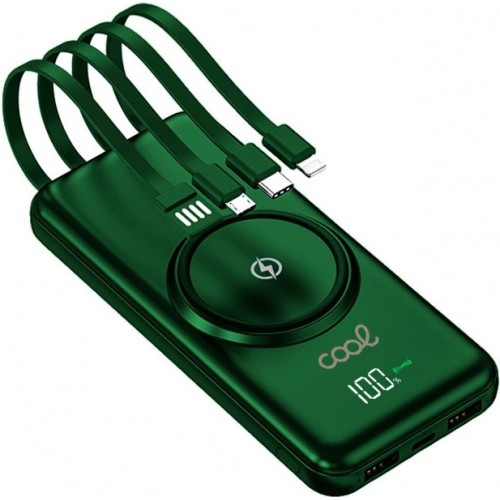 Powerbank Cool 10000mAh 4 conexões + Wireless Charging Verde