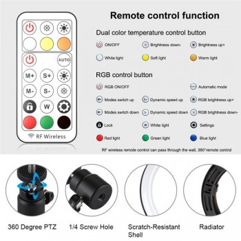 10" RGB LED Light Ring com Tripod + Suporte para Smartphone