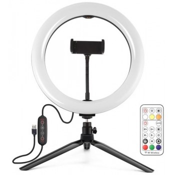 10" RGB LED Light Ring com Tripod + Suporte para Smartphone