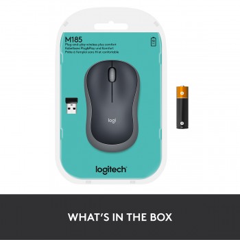 Rato Óptico Logitech Wireless M185 Cinza/Preto