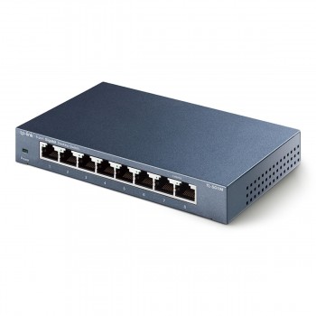 Switch TP-Link 8 Portas 10/100/1000 Mbps Azul (TL-SG108)