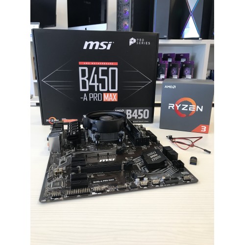 Mining Kit AM4 HIVE OS: MSI B450 GAMING PLUS MAX| Ryzen 3 1200| 8GB DDR4 | Sandisk Ultra Fit 32Gb