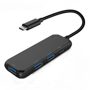 HUB USB 3.0 Compacto de 4 Portas (3X USB - A + 1X USB) Preto