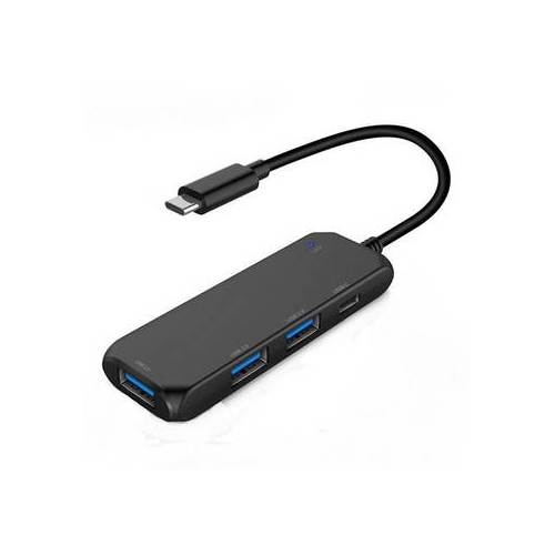 HUB USB 3.0 Compacto de 4 Portas (3X USB - A + 1X USB) Preto