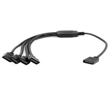 Cabo Splitter RGB Led 4pm(femea) 4x4pm(femea) 30cm Preto