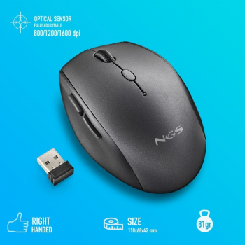 Rato Ergonómico Wireless NGS BEEBLACK