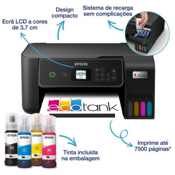 Impressora Jato de Tinta Epson EcoTank ET-2870 Multifunções (Impressão, Cópia, Digitalização), Duplex Manual, Wireless