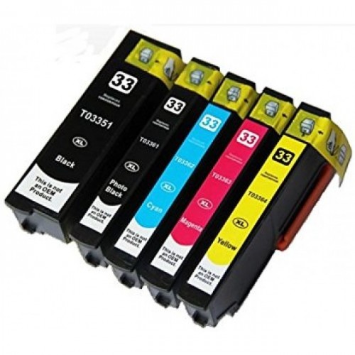 Pack 5 Tinteiros Compatíveis Epson 33 XL - ref. T3351/T3361/2/3/4